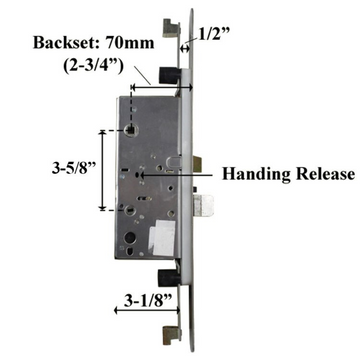 Peachtree Active Concealed Multi-Point Lock Rod with 70/92 Radius Faceplate